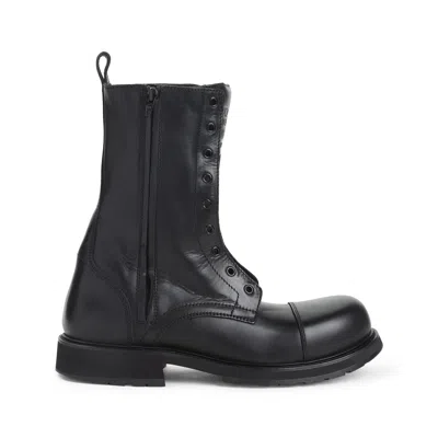 Balenciaga Rugged Leather Ankle Boots With Chunky Sole In Black