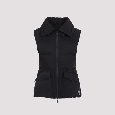 Moncler Padded High Collar Vest With Flap Pockets In Black