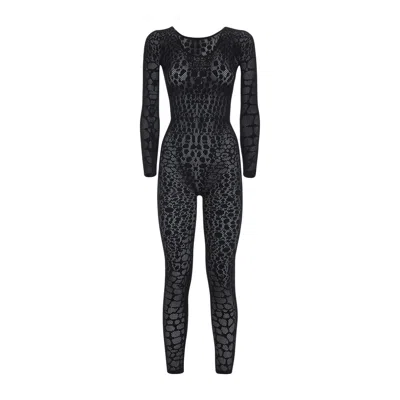 Wolford Python-pattern Long-sleeve Jumpsuit In Black
