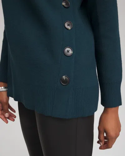 Chico's Ella Button Tunic Sweater In Teal Shadow In Blue