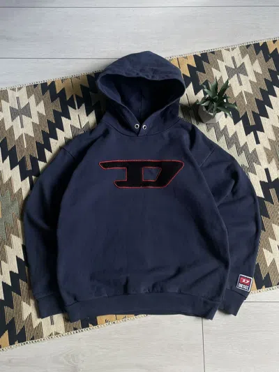 Pre-owned Grailed Vintage Y2k Diesel Teddy Logo Hoodie In Blue