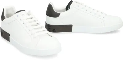 Dolce & Gabbana Portifano Panelled Leather Sneakers In White