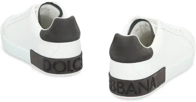 Dolce & Gabbana Portifano Panelled Leather Sneakers In White