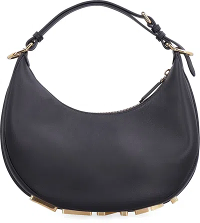Fendi Graphy Leather Shoulder Bag In Black