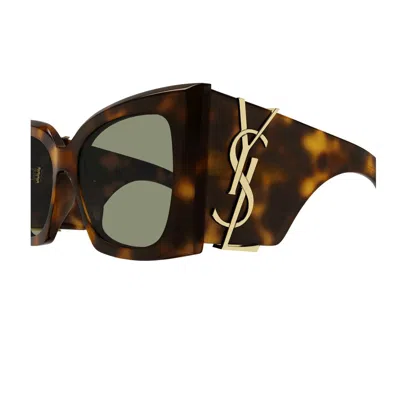 Saint Laurent Sl M119 Oversized Cat-eye Sunglasses In 002 Havana Havana Green