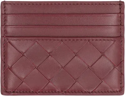 Bottega Veneta Womens Intrecciato Leather Card Holder Barolo-gold