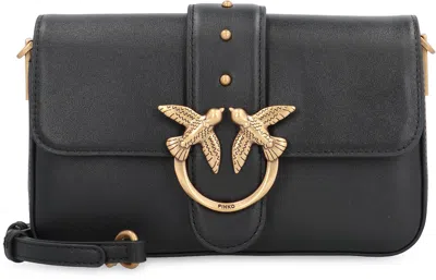 Pinko Love One Mini Slouchy Leather Shoulder Bag In Black