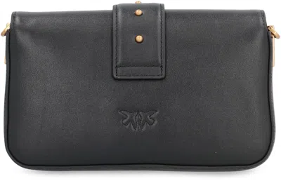 Pinko Love One Mini Slouchy Leather Shoulder Bag In Black