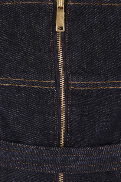 Self-portrait Denim Bandeau Midi Dress In Blue