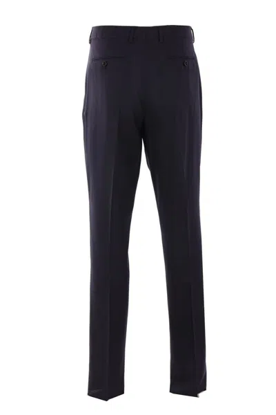 Lardini Blue Tailored Trousers With Double Pence In Virgin Wool Man In Blue