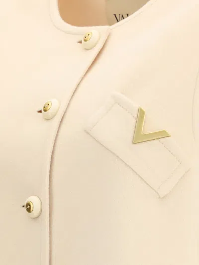 Valentino Short Dress In Wool And Cashmere In Neutral