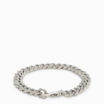 Emanuele Bicocchi Sterling Silver 925 Chain Bracelet With Small Crystals In Metallic