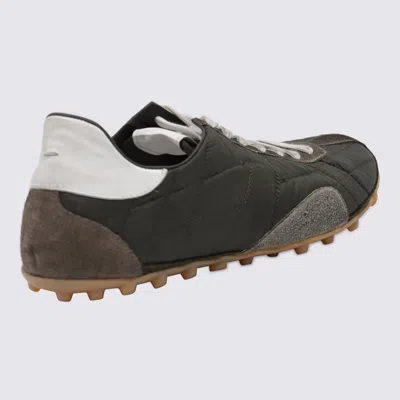 Maison Margiela Quilted-texture Sneakers With Rugged Sole And Suede Overlays In Brown