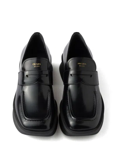 Prada Re-edition 1999 Equal Platform Penny Loafer In Black