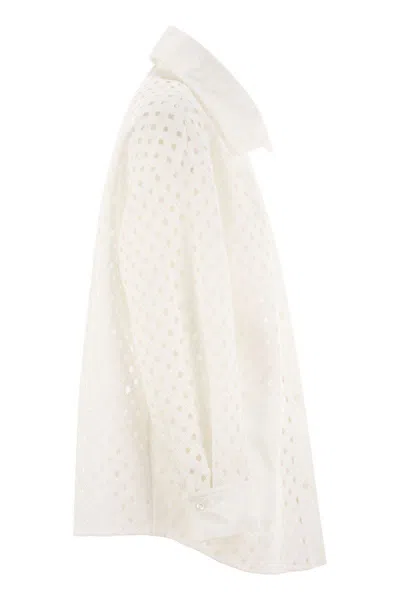 Herno Crochet-effect Shirt-cut Jacket In White