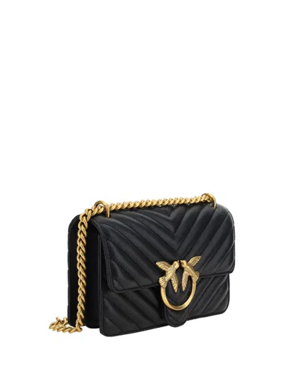 Pinko Love One Mini Matelassé Leather Shoulder Bag In Black