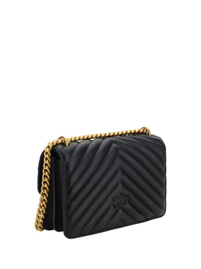 Pinko Love One Mini Matelassé Leather Shoulder Bag In Black