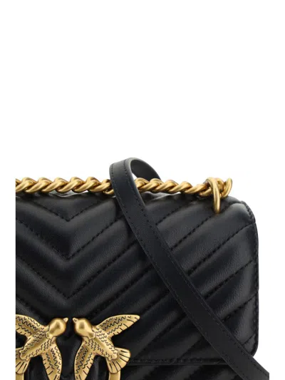 Pinko Love One Mini Matelassé Leather Shoulder Bag In Black