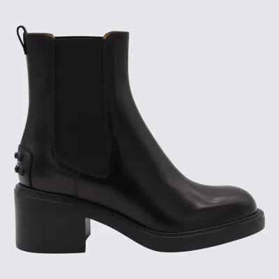 Tod's Black Leather Boots In Black