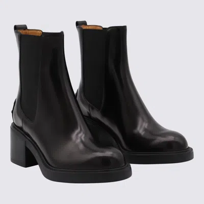 Tod's Black Leather Boots In Black