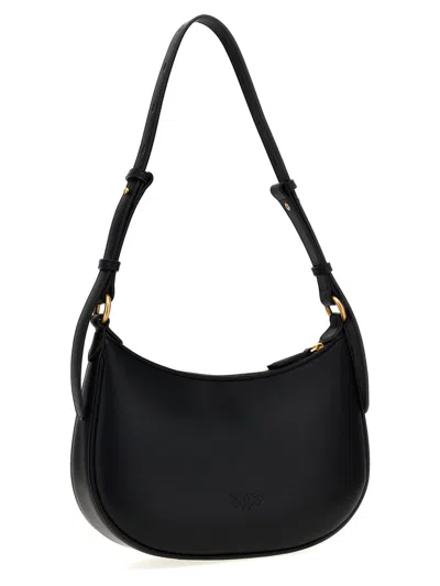 Pinko Baby Half Moon Leather Shoulder Bag In Black