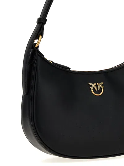 Pinko Baby Half Moon Leather Shoulder Bag In Black