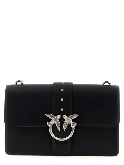 Pinko Rectangular Chain Strap Shoulder Bag With Metal Hardware And Front Embellishment In Black