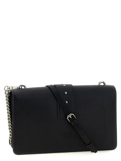 Pinko Rectangular Chain Strap Shoulder Bag With Metal Hardware And Front Embellishment In Black