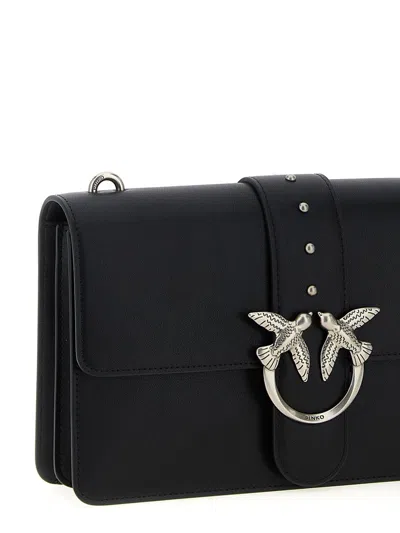 Pinko Rectangular Chain Strap Shoulder Bag With Metal Hardware And Front Embellishment In Black
