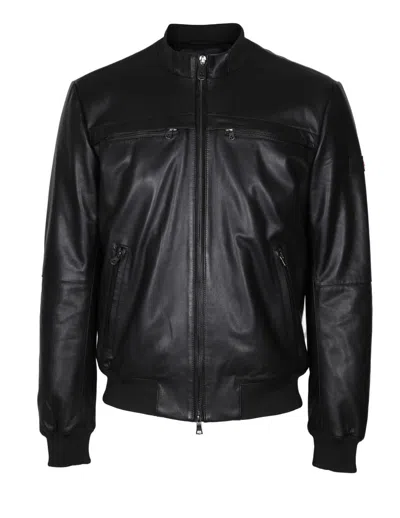 Peuterey Sands Leather Jacket Color Black In Black