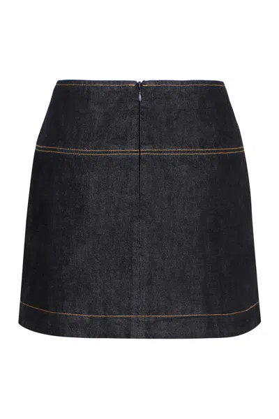 Zimmermann Crush Denim Mini Skirt In Black
