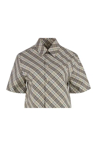 Burberry Women's Checked Cotton Shirt In Green