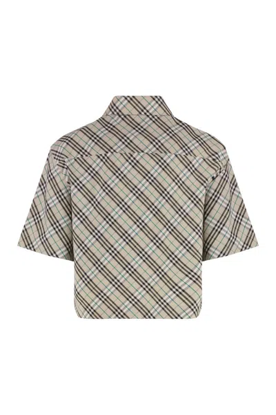 Burberry Women's Checked Cotton Shirt In Green