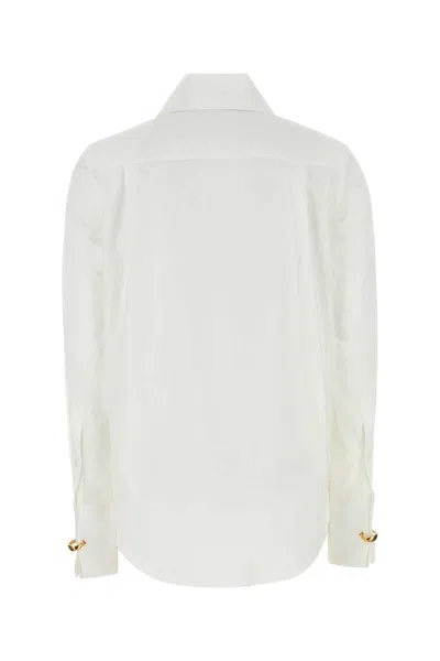 Loewe Pleated Front Long Sleeve Shirt With Pointed Collar In White