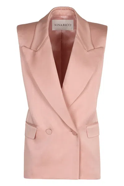 Nina Ricci Sleeveless Jacket With Double-breasted Button Detailing In Pink