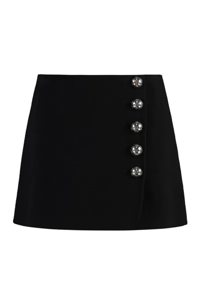 Pucci Chic Wool Mini Skirt With Embellished Buttons In Black