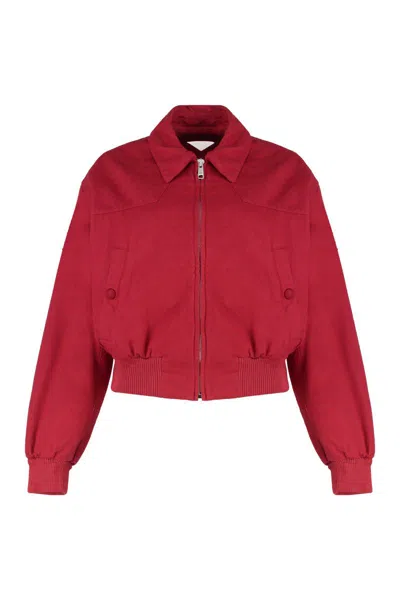 Prada Bomber Jacket In Canvas In Red
