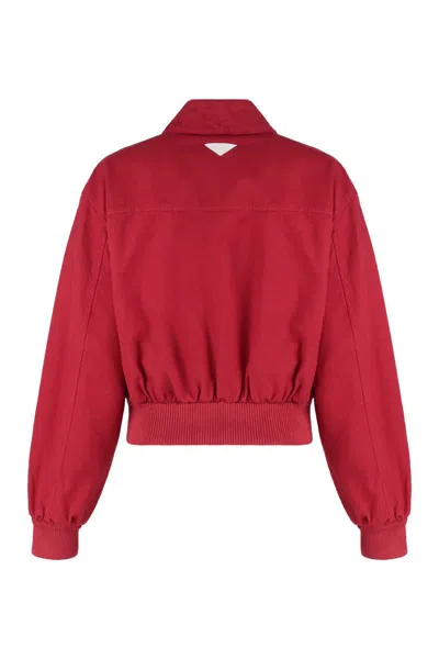 Prada Bomber Jacket In Canvas In Red