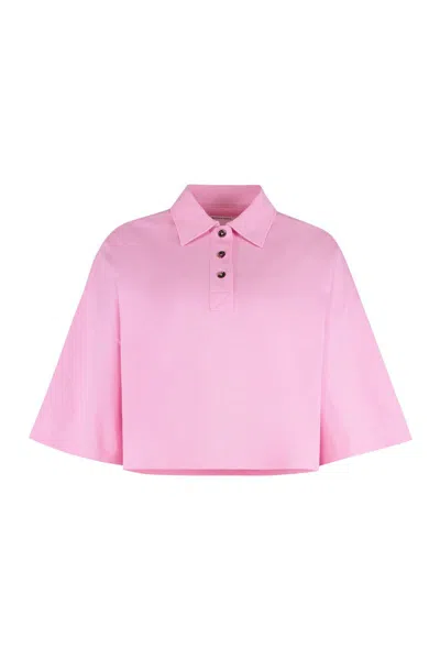 Bottega Veneta Cotton Piqué Polo Shirt In Pink