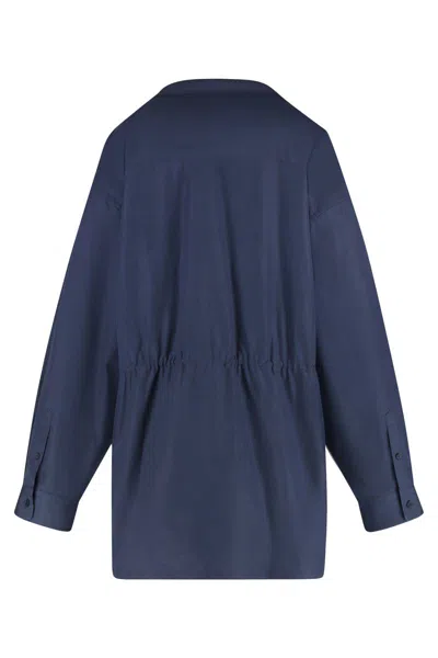 Balenciaga Cotton Shirtdress In Blue