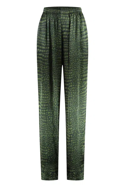 Balenciaga Printed Silk Pajama Pants In Green