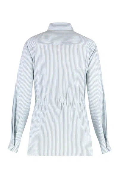 Fendi Belted Cotton Jacket In Blue