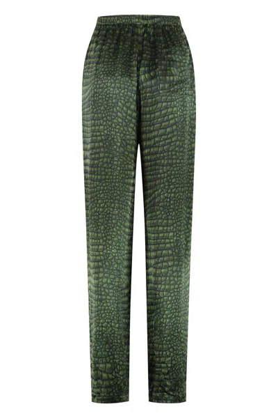 Balenciaga Printed Silk Pajama Pants In Green