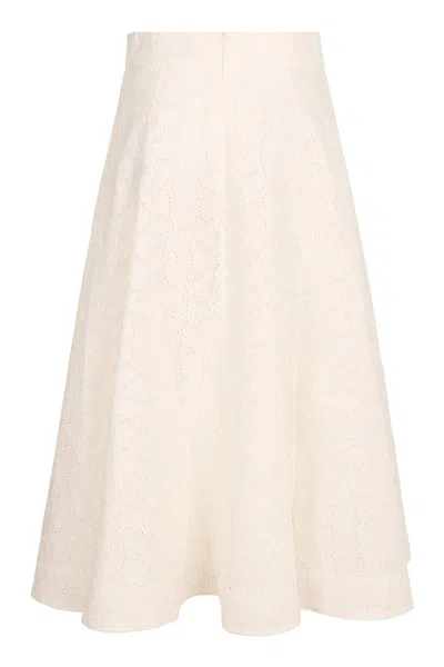 Zimmermann Crush Midi Skirt In Neutral