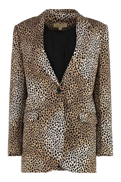 Michael Kors Single-breasted Two-button Blazer In Animal Print