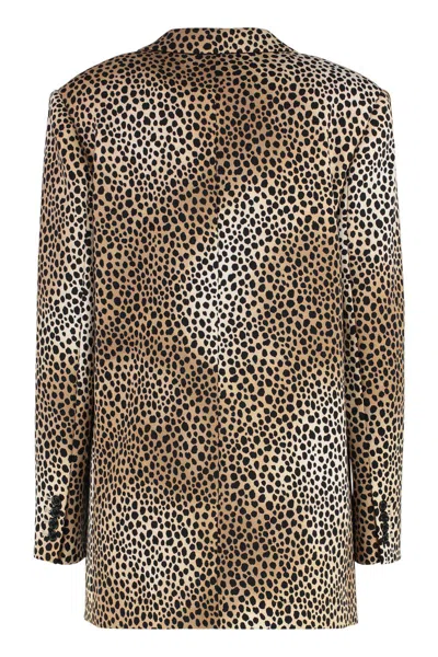 Michael Kors Single-breasted Two-button Blazer In Animal Print