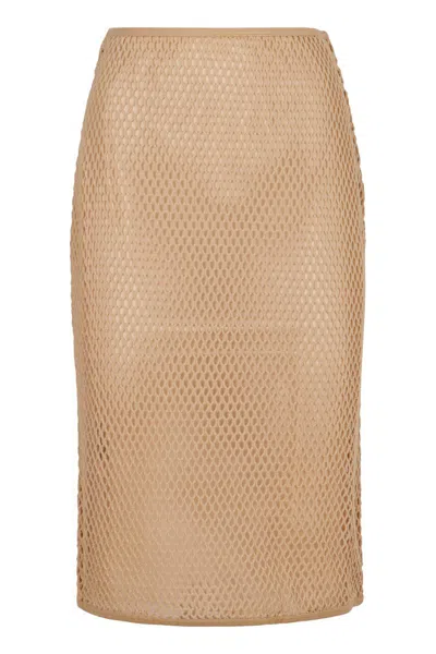 Prada Cotton Midi Skirt In Neutral