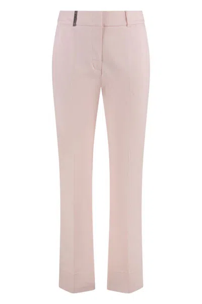 Peserico Cotton Trousers In Pink