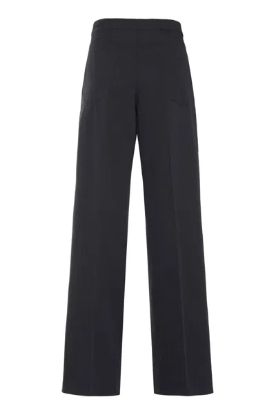 Etro Cotton Wide-leg Trousers In Black