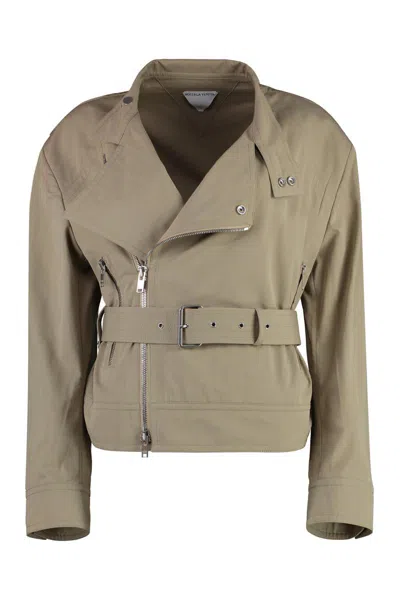 Bottega Veneta Belted Blouson Jacket In Brown